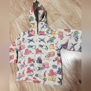 Powell And Craft Boys Vintage Airplanes,trains,trucks Thick Hooded Raincoat 1-2